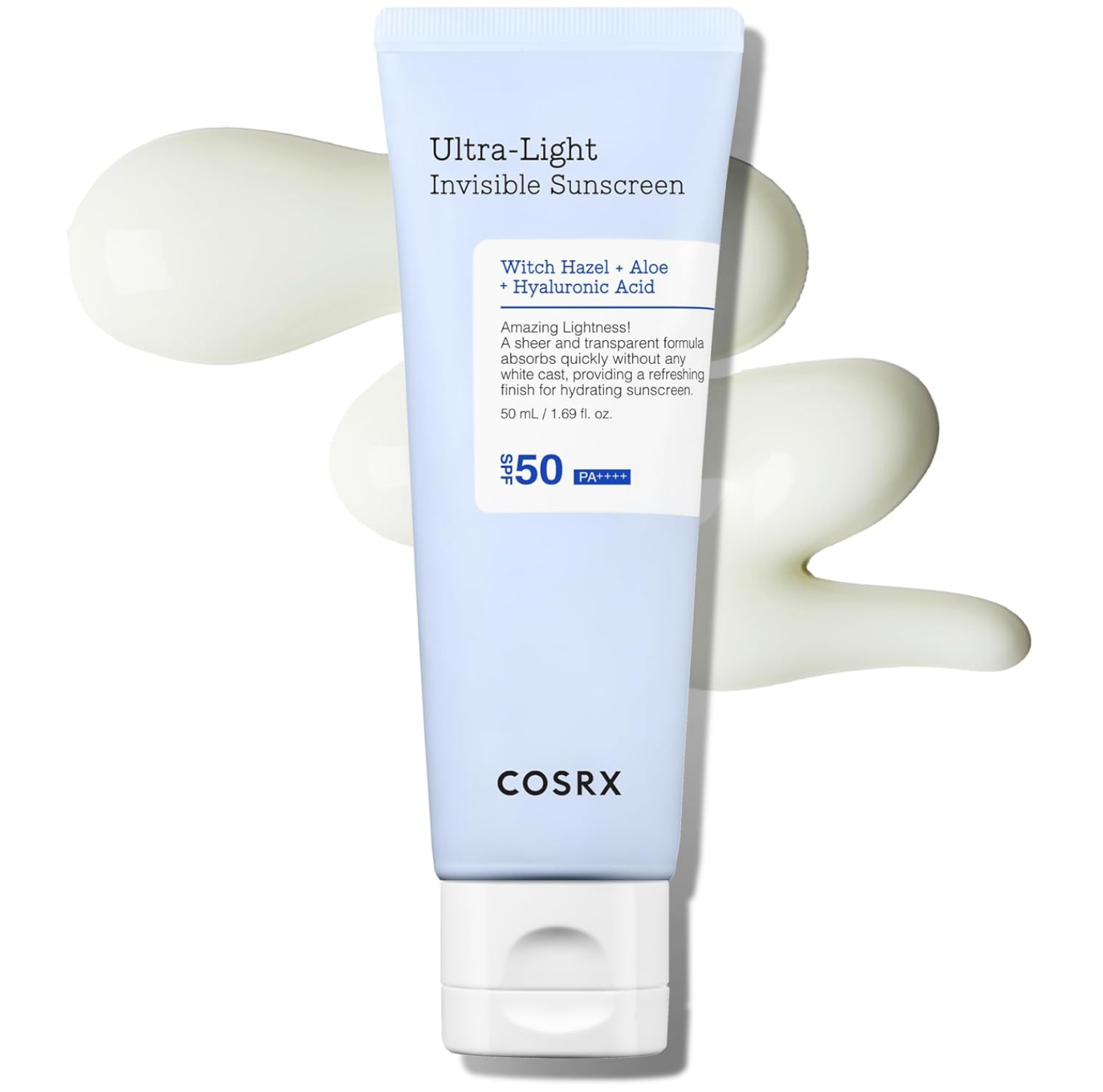 COSRX Ultra Light Invisible Sun Cream SPF 50 Transparent Sun Protection with Hyaluronic Acid, No White Veil, Non-Greasy, Strong UV Protection, Sun Care, Korean Sunscreen, 50 ml