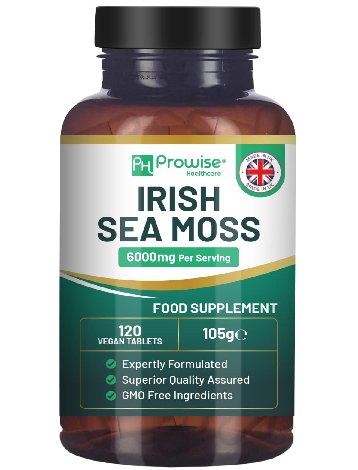 Irish Sea Moss Tablets High Strength 6000mg – Irish Sea Moss Supplement 120 Vegan Tablets High Potency
