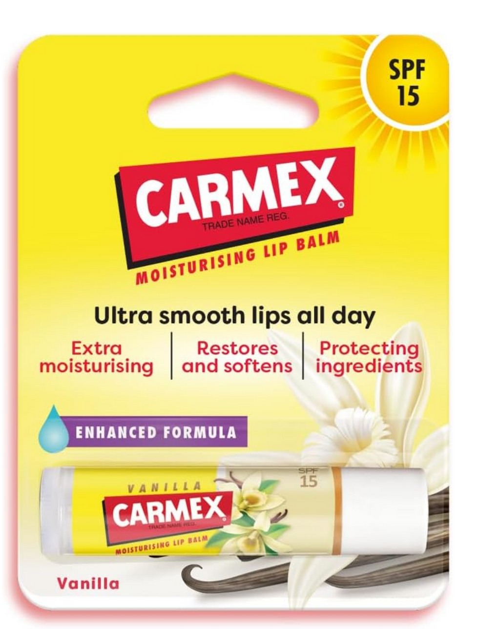 Carmex Vanilla Click Stick Multipack with SPF 15 for Sun Protection, Soothes and Repairs Dry, Cracked Lips, Intensely Moisturising Winter Lip Care Formula (Pack of 1)