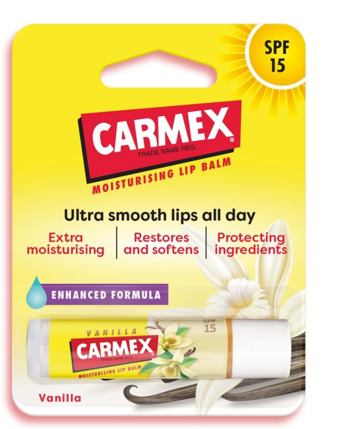 Carmex Vanilla Click Stick Multipack with SPF 15 for Sun Protection, Soothes and Repairs Dry, Cracked Lips, Intensely Moisturising Winter Lip Care Formula (Pack of 1)